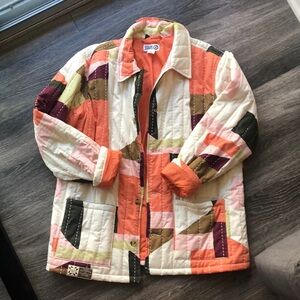 Vibrant Orange and Pink Puffer Jacket